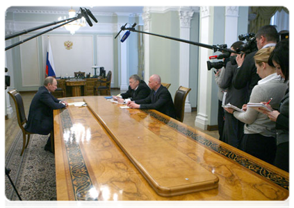 Prime Minister Vladimir Putin with Deputy State Duma Speaker and Liberal Democratic Party leader Vladimir Zhirinovsky and LDPR parliamentary leader Igor Lebedev|29 march, 2011|16:30