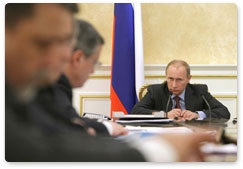 Prime Minister Vladimir Putin holds a meeting to discuss the issue of mine safety supervision