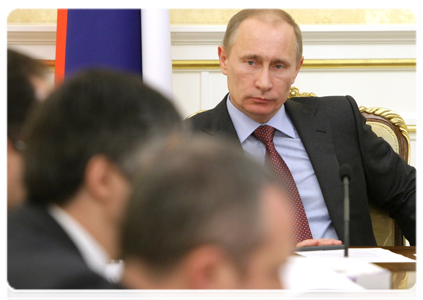 Prime Minister Vladimir Putin holding a meeting to discuss the issue of mine safety supervision|3 march, 2011|17:36