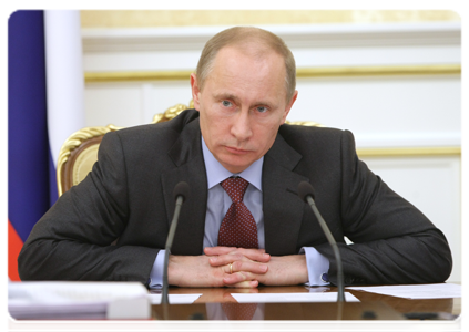 Prime Minister Vladimir Putin holding a meeting to discuss the issue of mine safety supervision|3 march, 2011|17:36