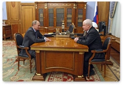 Prime Minister Vladimir Putin meets with CIS Executive Secretary Sergei Lebedev