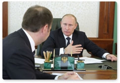 Prime Minister Vladimir Putin holds a video conference on the performance of the Pension Fund in 2010