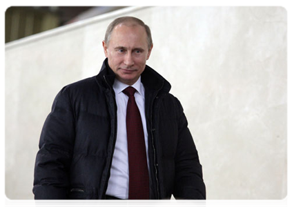 Prime Minister Vladimir Putin at Golden Puck Youth Hockey final match|16 april, 2011|18:54