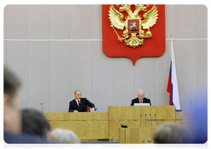 Prime Minister Vladimir Putin delivers a report on the government’s performance in 2010|20 april, 2011|12:44