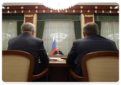 Prime Minister Vladimir Putin meets with leaders of the Russian Union of Industrialists and Entrepreneurs|21 april, 2011|17:07