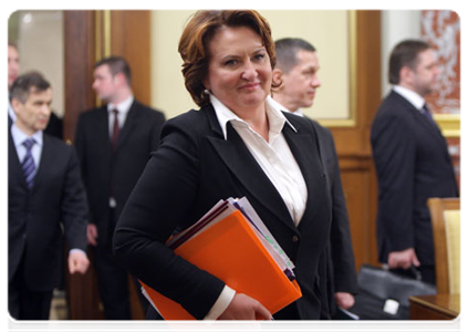 Agriculture Minister Yelena Skrynnik at a meeting of the government|21 april, 2011|19:01