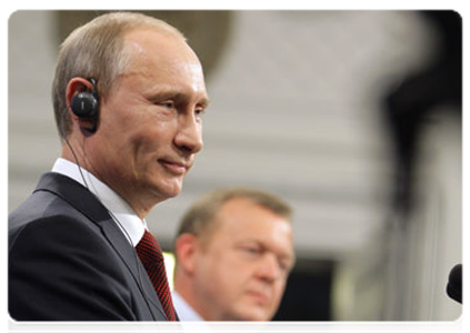 Председатель Правительства России В.В.Путин и Премьер-министр Дании Л.Лекке Расмуссен провели по итогам переговоров совместную пресс-конференцию|26 апреля, 2011|20:04
