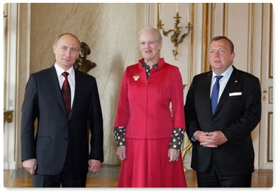 Prime Minister Vladimir Putin meets with Queen Margrethe II of Denmark