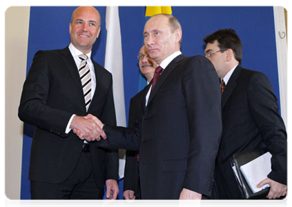Председатель Правительства Российской Федерации В.В.Путин провёл переговоры с Премьер-министром Королевства Швеция Ф.Рейнфельдтом|27 апреля, 2011|13:54