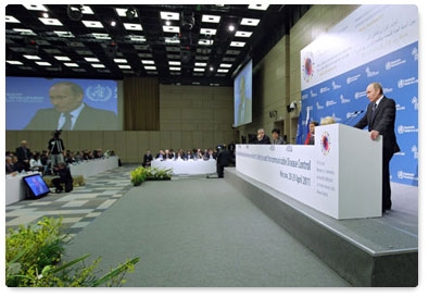 Prime Minister Vladimir Putin takes part in the First Global Ministerial Conference on Healthy Lifestyles and Noncommunicable Disease Control