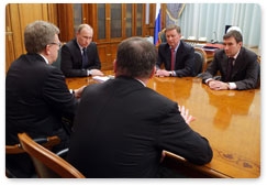 Prime Minister Vladimir Putin meets with Deputy Prime Minister Sergei Ivanov, Deputy Prime Minister and Finance Minister Alexei Kudrin, Defence Minister Anatoly Serdyukov, and Deputy Minister of Industry and Trade Andrei Dementyev