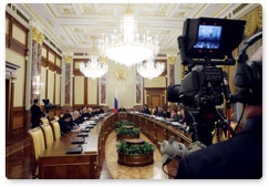 Prime Minister Vladimir Putin chairs a meeting of the government