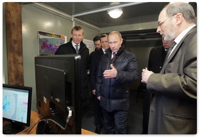 Prime Minister Vladimir Putin examines newest weather surveillance radar as part of his working visit to the Novgorod Region