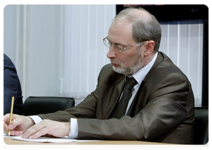 Director of the Hydrometeorological Centre of Russia Roman Vilfand at a meeting on measures to improve the forecasting system for natural disasters|5 april, 2011|19:19