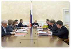 Prime Minister Vladimir Putin holds a meeting on preparations for the FIFA 2018 World Cup in Russia