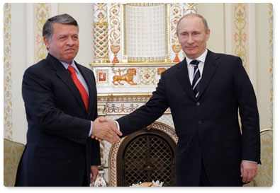 Prime Minister Vladimir Putin meets with King Abdullah II of Jordan