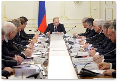 Prime Minister Vladimir Putin chairs a meeting on the development prospects of the Russian space industry