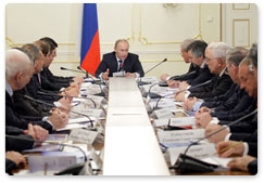 Prime Minister Vladimir Putin chairs a meeting on the development prospects of the Russian space industry