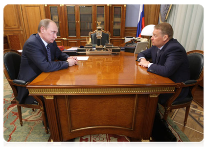 Prime Minister Vladimir Putin meeting with Leonid Markelov, head of Republic of Mari El|10 may, 2011|12:23