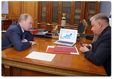 Prime Minister Vladimir Putin holds a meeting with Konstantin Romodanovsky, director of the Federal Migration Service