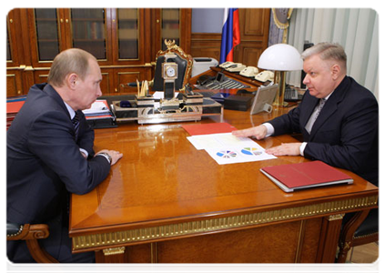 Prime Minister Vladimir Putin at a meeting with Konstantin Romodanovsky, director of the Federal Migration Service|10 may, 2011|14:30