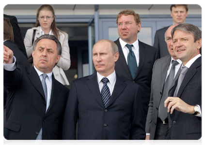 Председатель Правительства Российской Федерации В.В.Путин ознакомился с ходом строительства многофункционального спортивного комплекса|16 мая, 2011|18:55