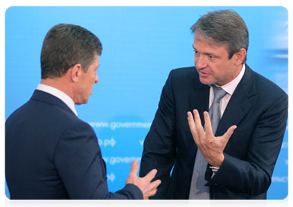 Deputy Prime Minister Dmitry Kozak and Krasnodar Territory Governor Alexander Tkachev at the Presidium meeting of the President’s Council on Physical Fitness and Sports|16 may, 2011|21:42