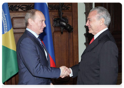 Prime Minister Vladimir Putin meeting with Brazilian Vice President Michel Temer as part of the high-level Russian-Brazilian commission for cooperation|17 may, 2011|14:51