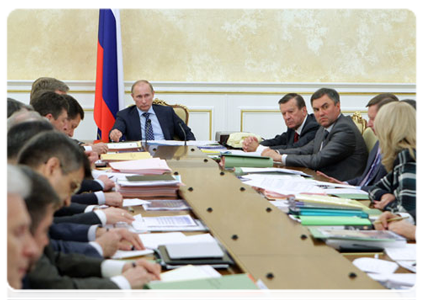 Prime Minister Vladimir Putin at the Government Presidium meeting|17 may, 2011|20:50