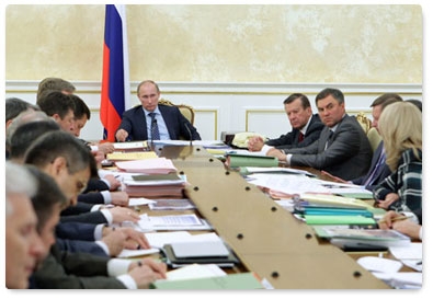 Prime Minister Vladimir Putin chairs a session of the Government Presidium