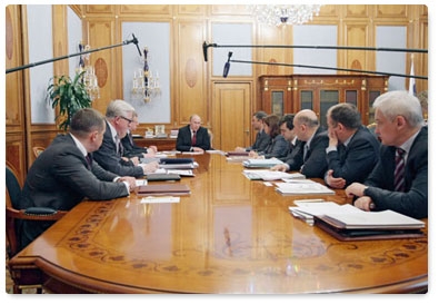 Prime Minister Vladimir Putin holds a meeting on tax legislation related to transfer pricing