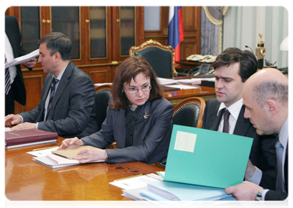 Economic Development Minister Elvira Nabiullina at a meeting on tax legislation related to transfer pricing|18 may, 2011|16:50