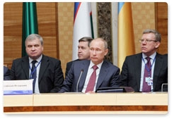 Prime Minister Vladimir Putin attends a meeting of the Council of Heads of Government of the CIS