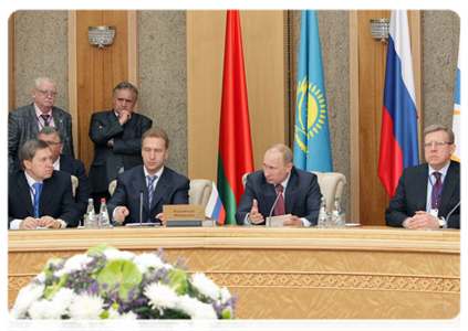 Prime Minister Putin addressing a meeting of the Interstate EurAsEC Council (the governing body of the Customs Union) held at the level of heads of government|19 may, 2011|20:42
