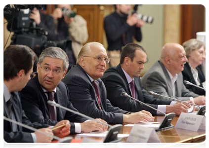 Viktor Sadovnichy, rector of the Moscow-based Lomonosov State University, at a meeting of the Russian Organising Committee to Prepare for and Hold Slavonic Alphabet and Culture Day|20 may, 2011|17:51