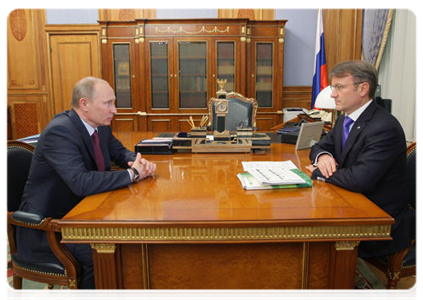 Prime Minister Vladimir Putin meets with Sberbank CEO German Gref|21 may, 2011|12:49