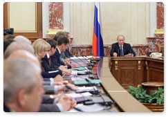 Prime Minister Vladimir Putin chairs a government meeting