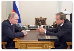 Prime Minister Vladimir Putin holds a meeting with head of the Federal Service for Financial Markets Dmitry Pankin