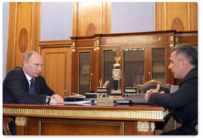 Prime Minister Vladimir Putin has a working meeting with head of Tatarstan Rustam Minnikhanov