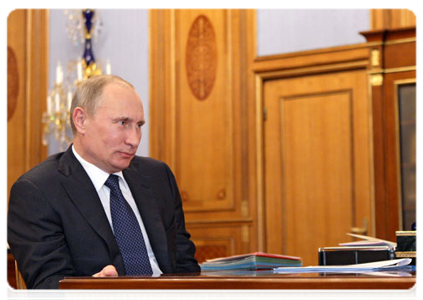 Prime Minister Vladimir Putin during a working meeting with head of Tatarstan Rustam Minnikhanov|28 may, 2011|13:34