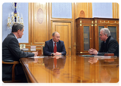 Prime Minister Vladimir Putin at a meeting with Minister of Culture Alexander Avdeyev and Director of the State Hermitage Museum Mikhail Piotrovsky|3 may, 2011|14:45