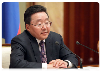 Mongolian President Tsakhiagiin Elbegdorj at a meeting with Prime Minister Vladimir Putin|31 may, 2011|19:04