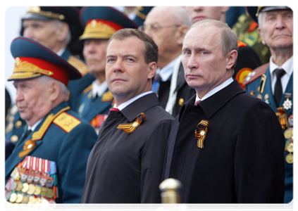 Prime Minister Vladimir Putin at a military parade on Red Square marking the 66th anniversary of Victory in the Great Patriotic War|9 may, 2011|10:49