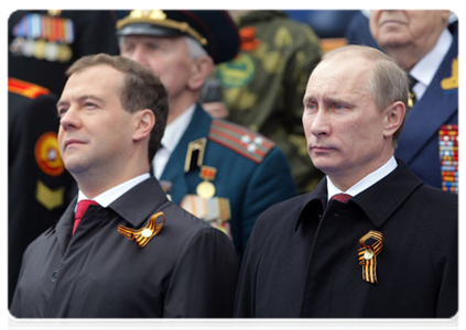 Prime Minister Vladimir Putin at a military parade on Red Square marking the 66th anniversary of Victory in the Great Patriotic War|9 may, 2011|10:50