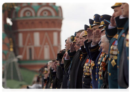 Prime Minister Vladimir Putin at a military parade on Red Square marking the 66th anniversary of Victory in the Great Patriotic War|9 may, 2011|11:14