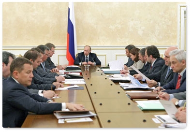 Prime Minister Vladimir Putin holds a meeting on gas industry taxation