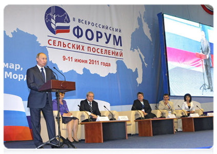 Prime Minister Vladimir Putin at the session of the Second National Forum of Rural Communities|10 june, 2011|18:27