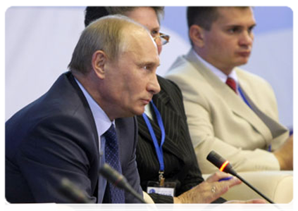 Prime Minister Vladimir Putin at the session of the Second National Forum of Rural Communities|10 june, 2011|20:31