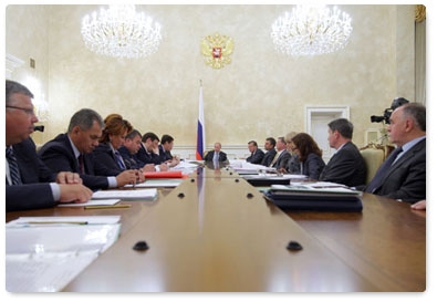 Prime Minister Vladimir Putin chairs a meeting of the Government Presidium