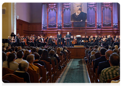 Prime Minister Vladimir Putin speaking at the Tchaikovsky Competition opening ceremony|14 june, 2011|20:27